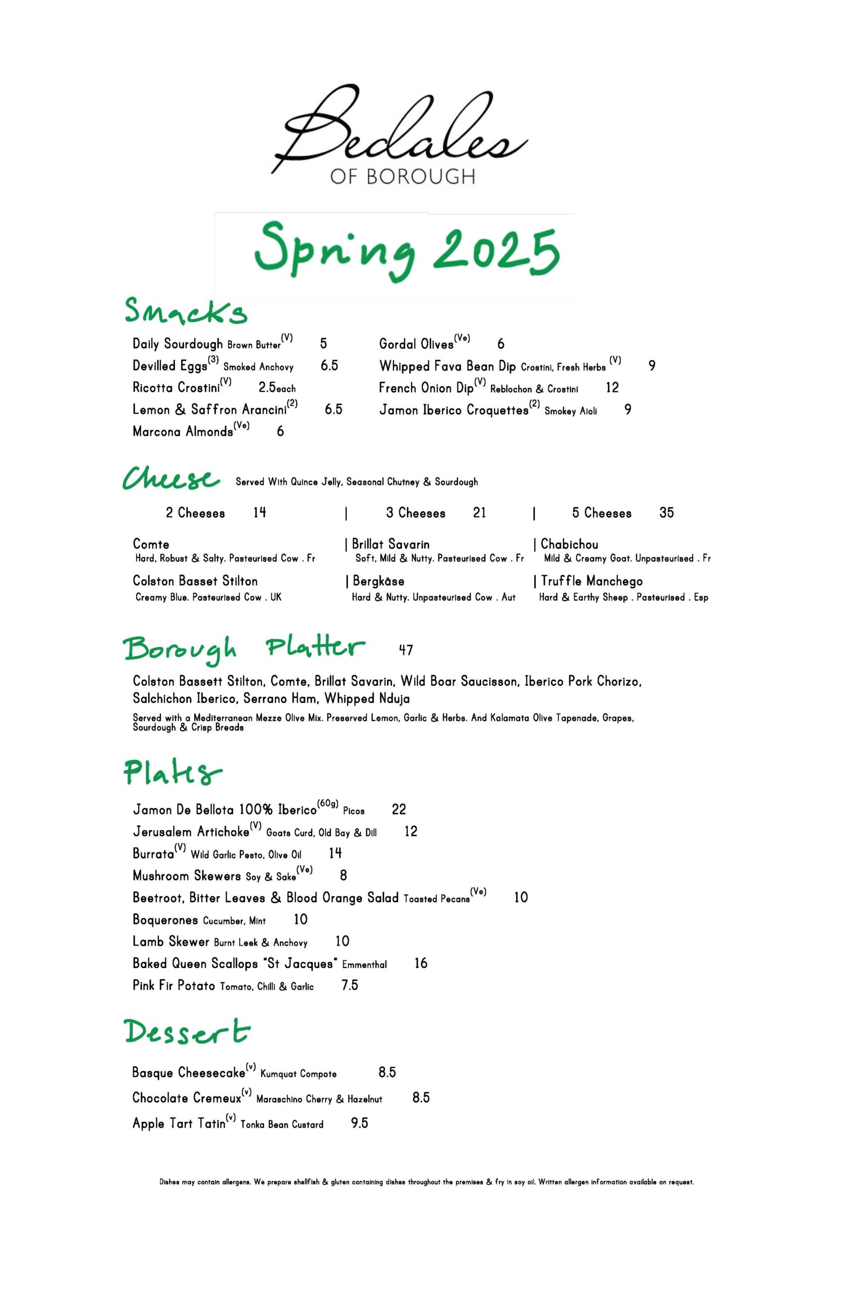 Spring All Day Menu April 2025
