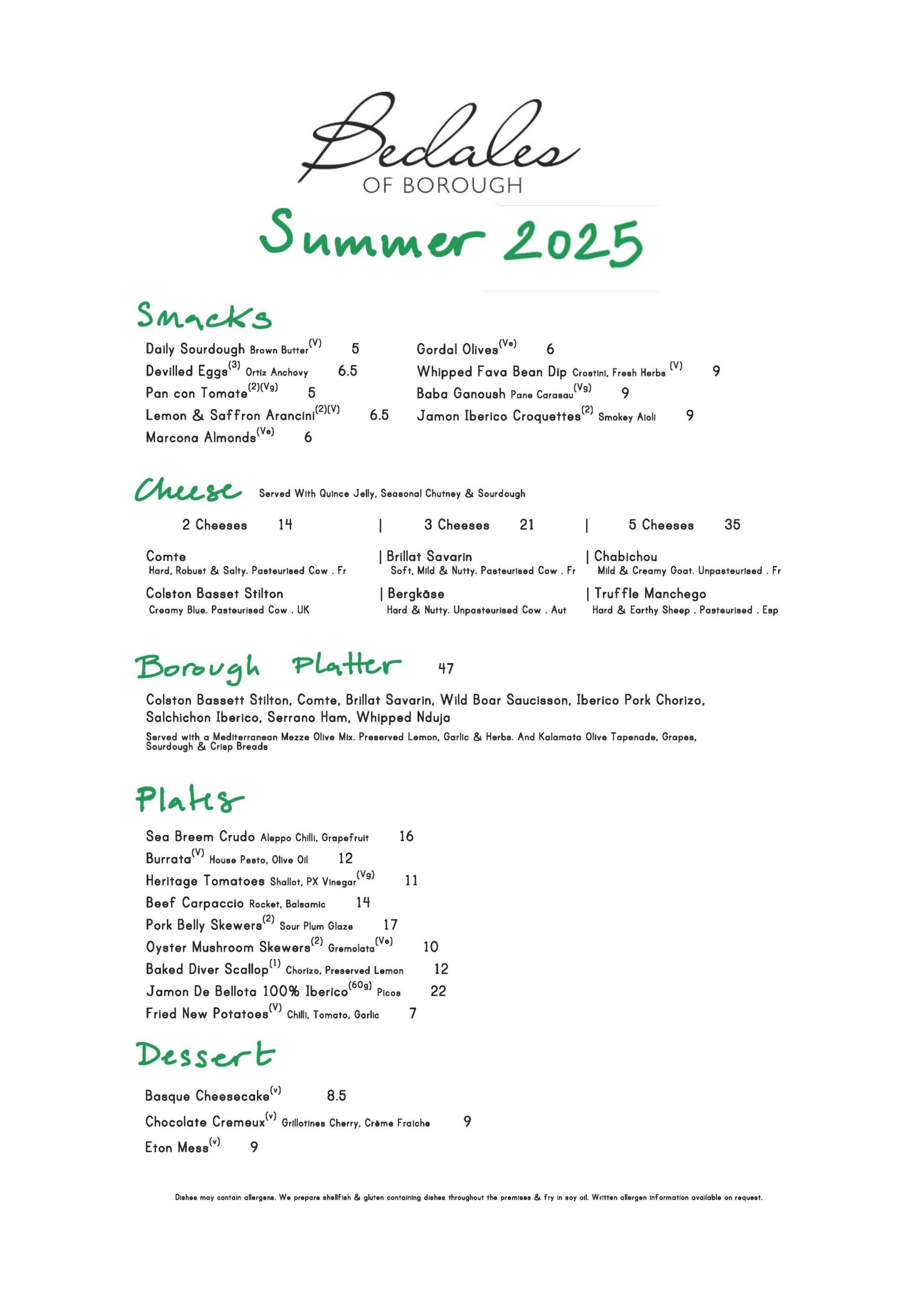 Summer All Day Menu July 2025