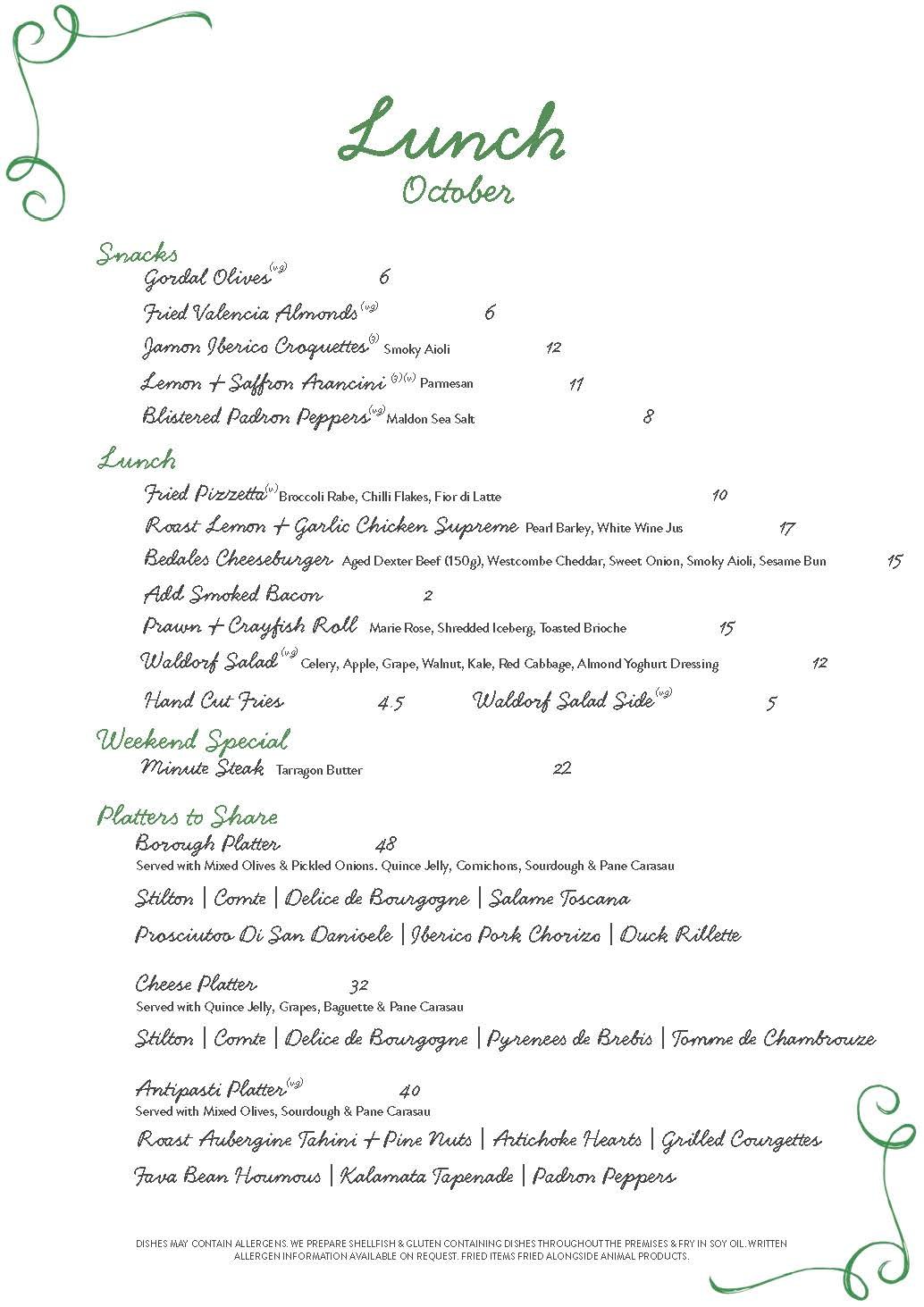 Bedales AUTUMN Lunch October 2026